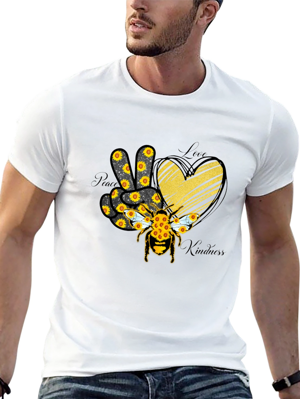 Peace Love Kindness Sunflower Bee T-Shirt