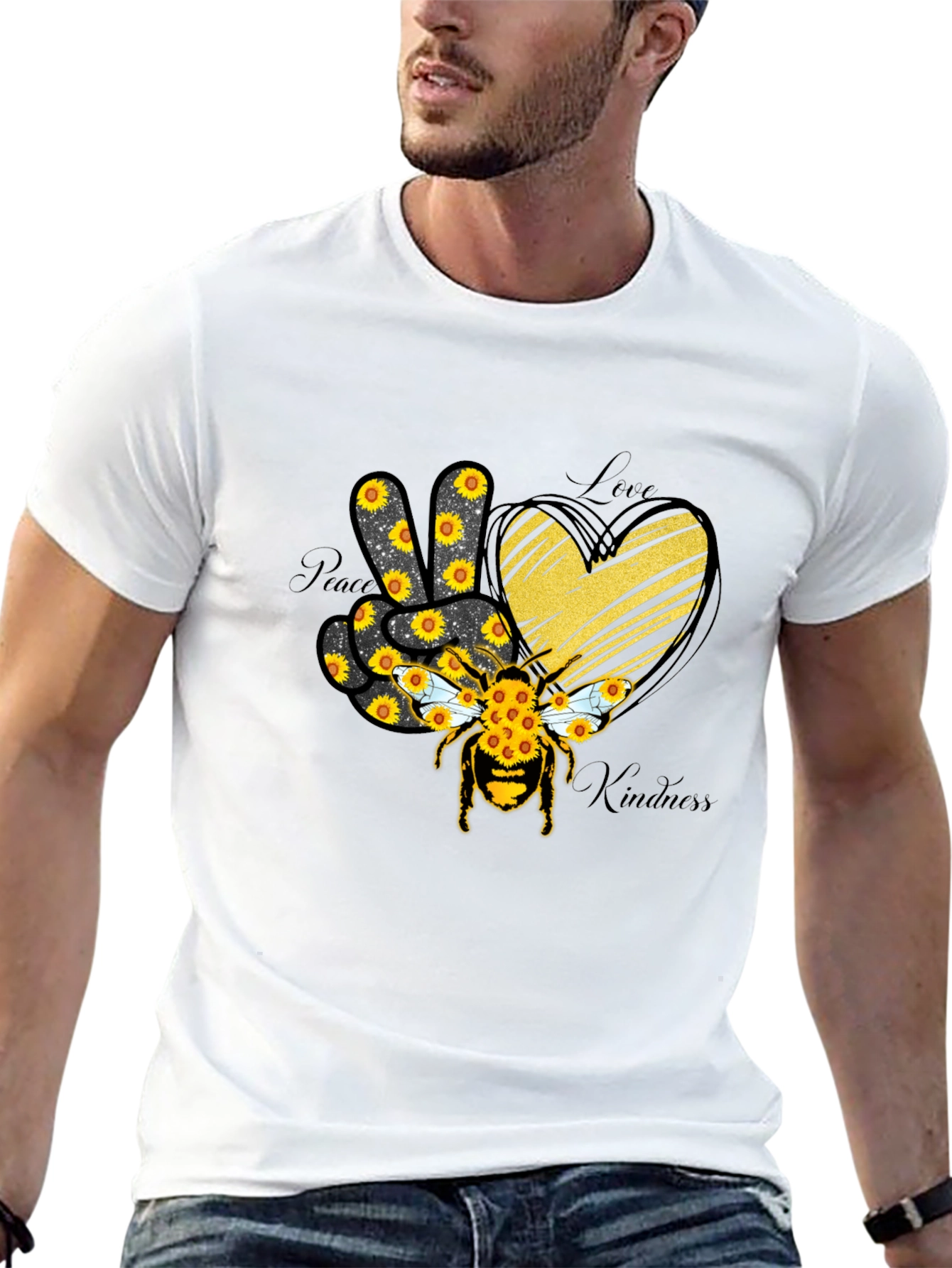 Peace Love Kindness Sunflower Bee T-Shirt