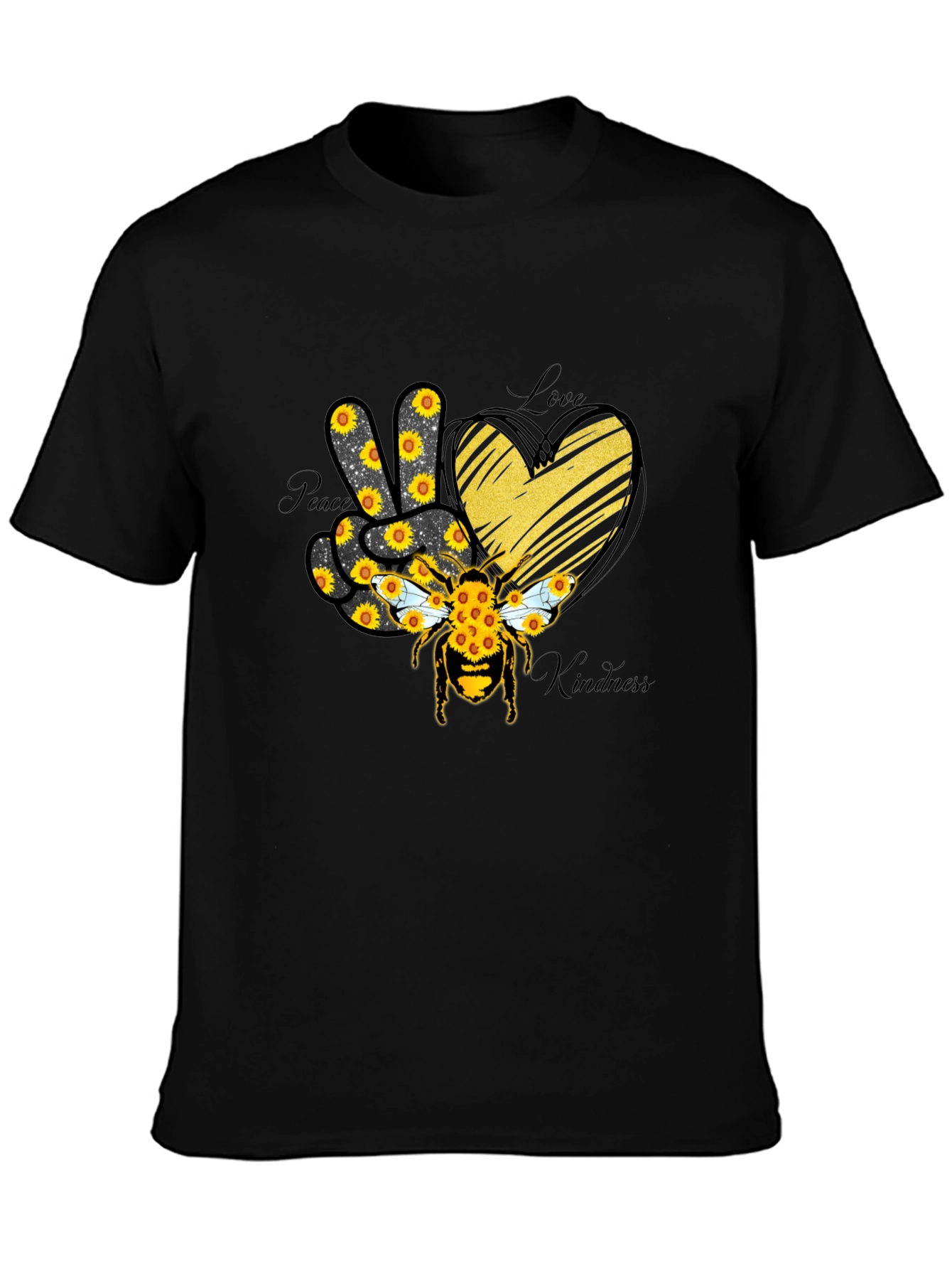 Peace Love Kindness Sunflower Bee T-Shirt