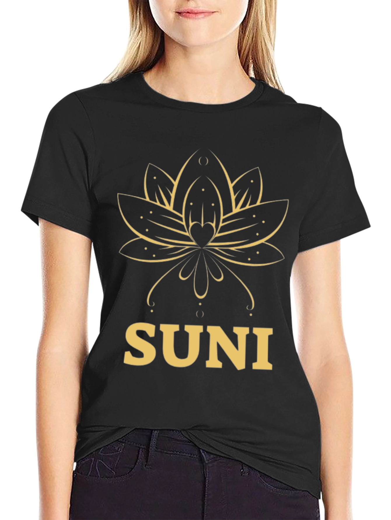 SUNI Lotus T-Shirt - Elegant Graphic Tee