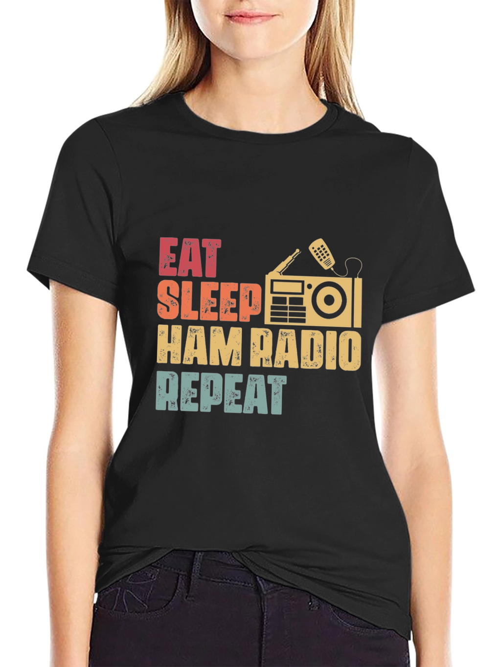 Eat Sleep Ham Radio Repeat Graphic T-Shirt