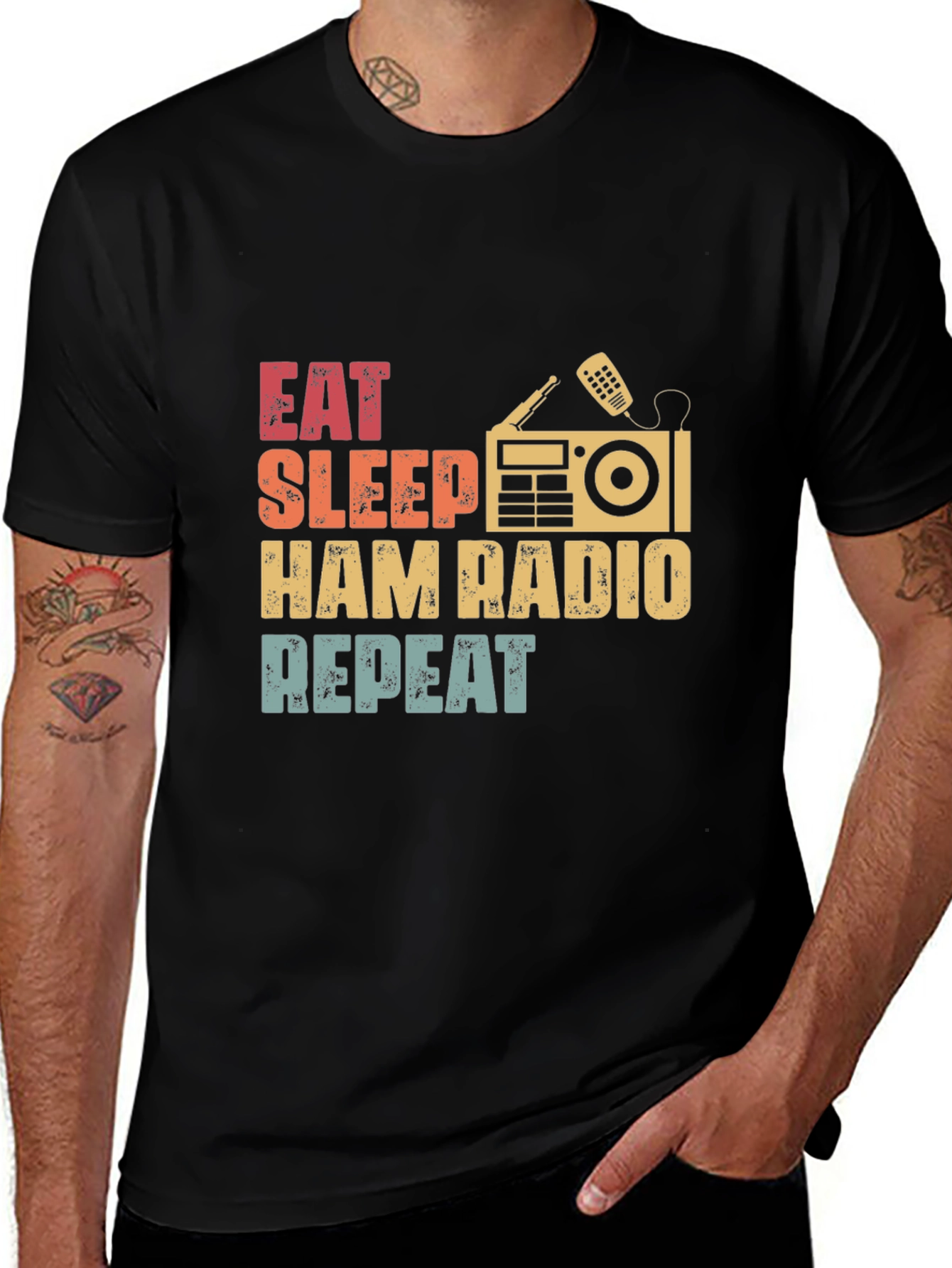 Eat Sleep Ham Radio Repeat Graphic T-Shirt