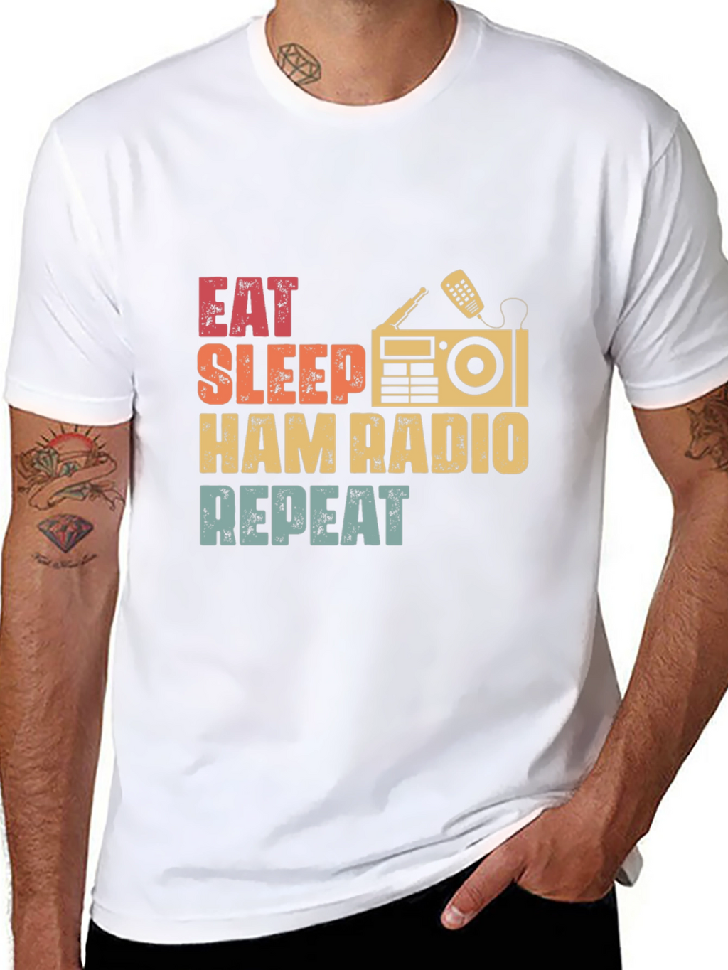 Eat Sleep Ham Radio Repeat Graphic T-Shirt