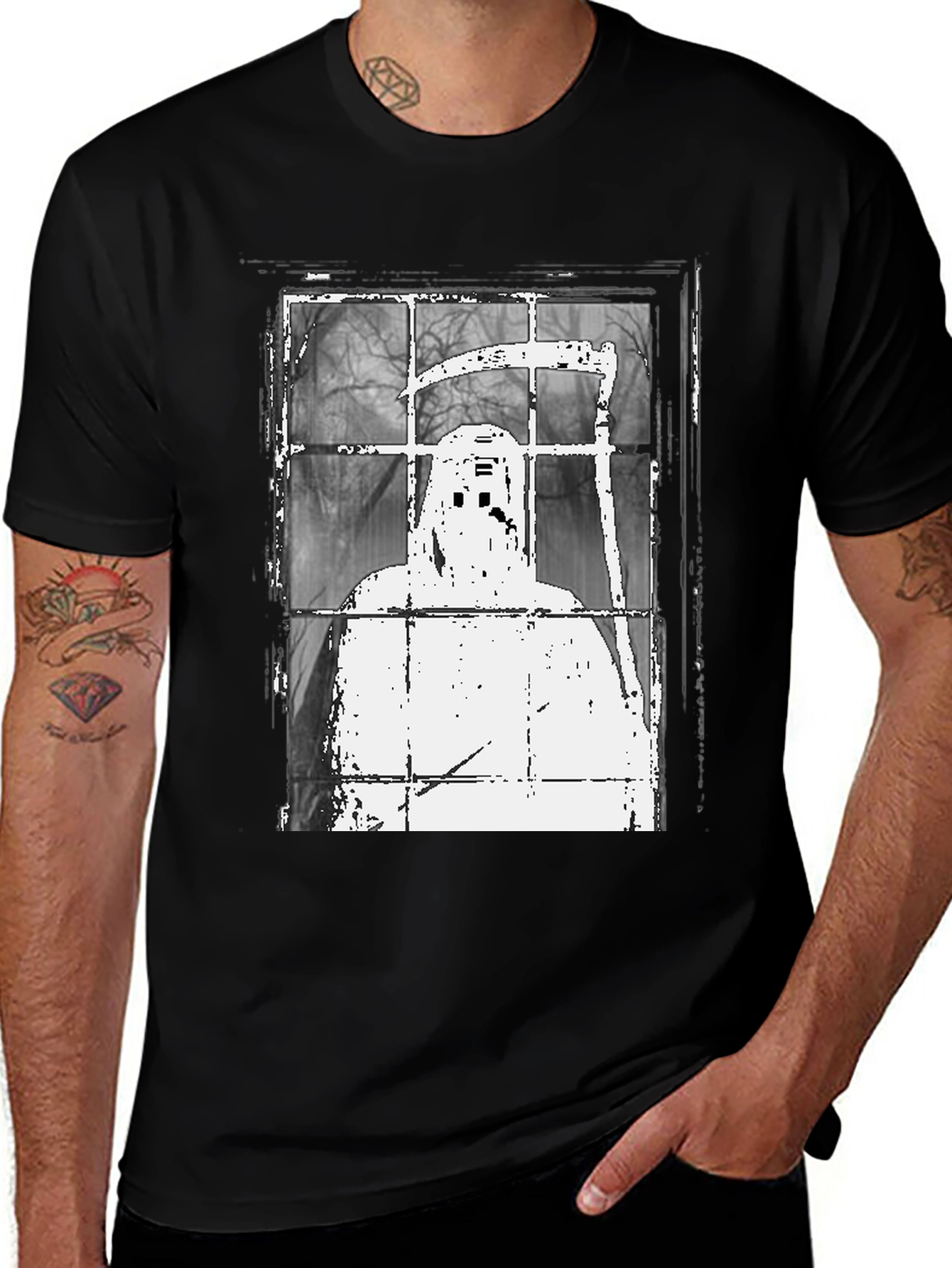 Grim Reaper Window Graphic Tee - Spooky Style