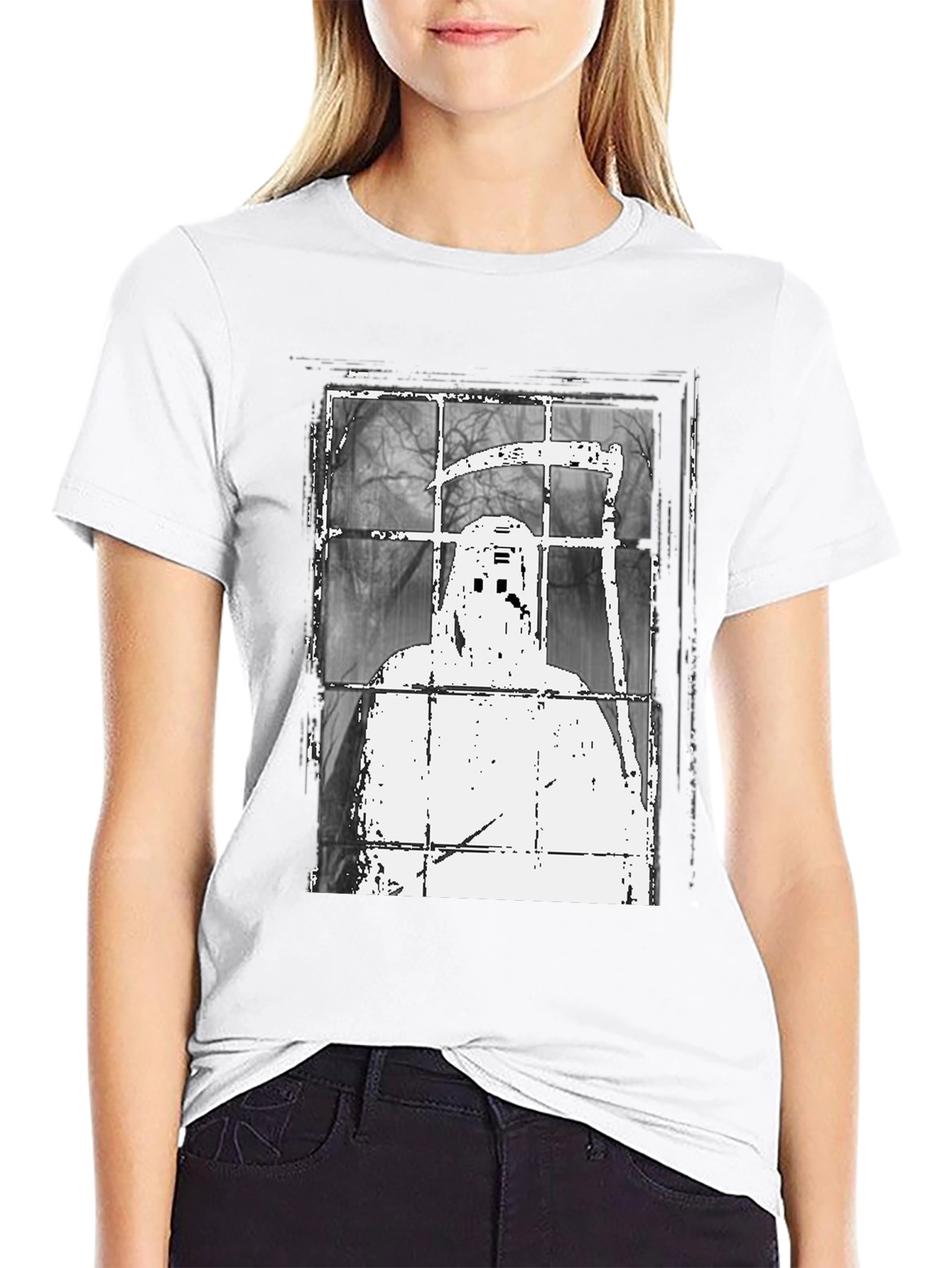 Grim Reaper Window Graphic Tee - Spooky Style