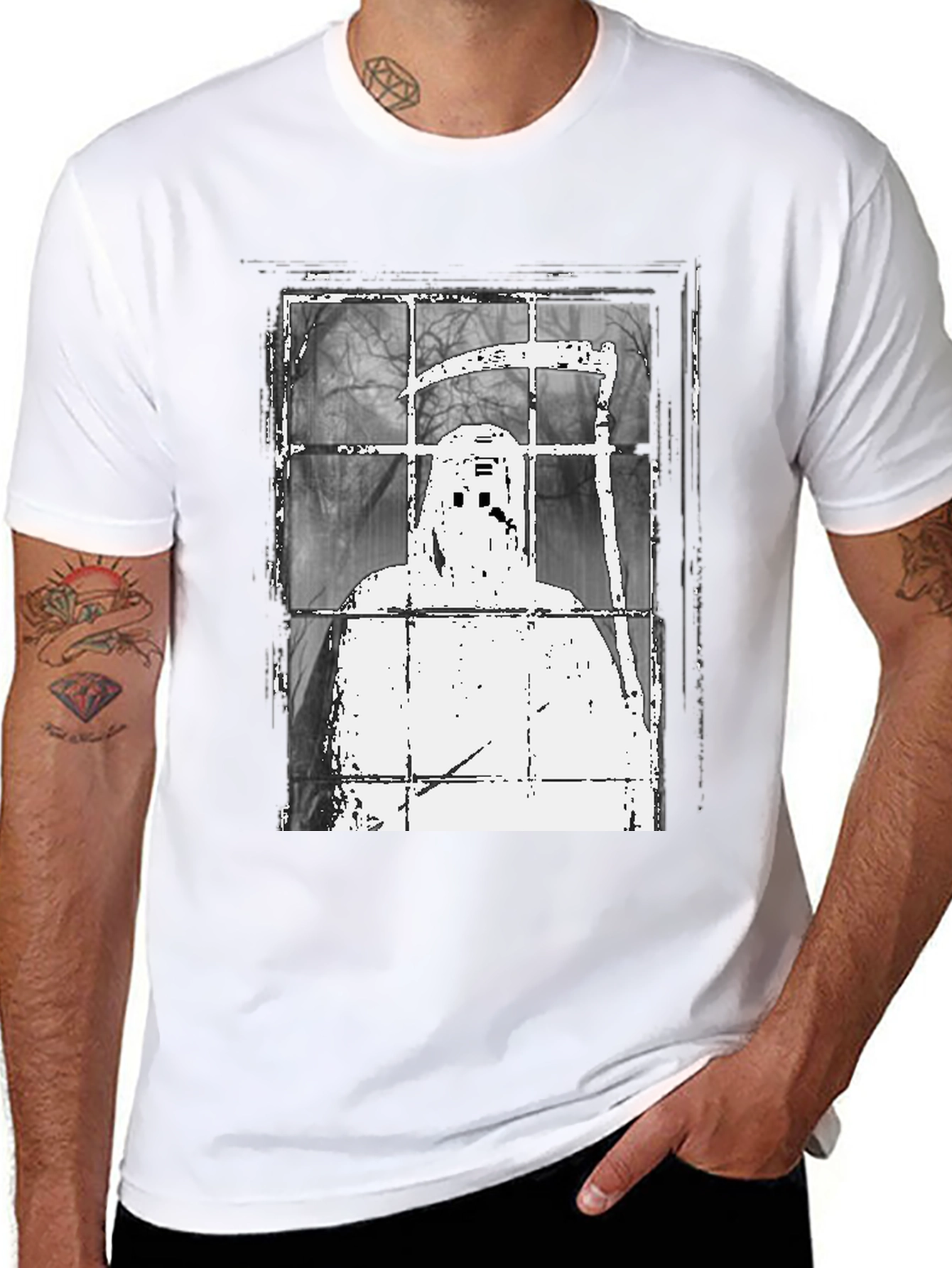Grim Reaper Window Graphic Tee - Spooky Style
