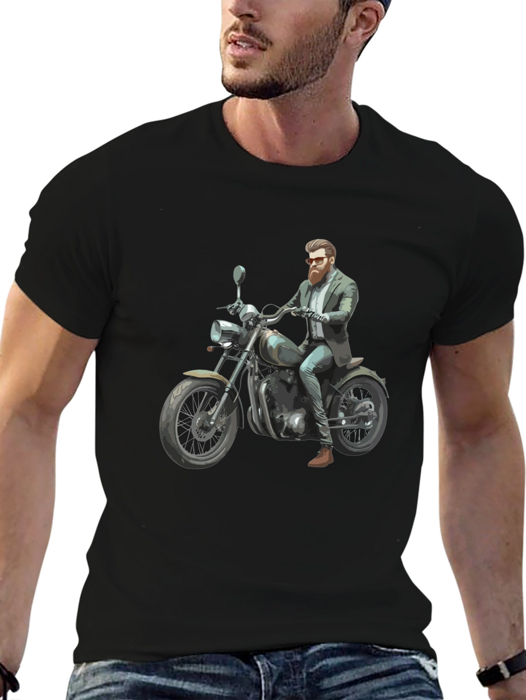 Cool Rider Graphic Tee - Black Cotton T-Shirt