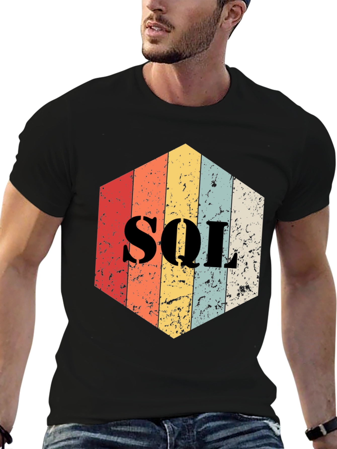Vintage SQL Hexagon T-Shirt - Programmer Gift