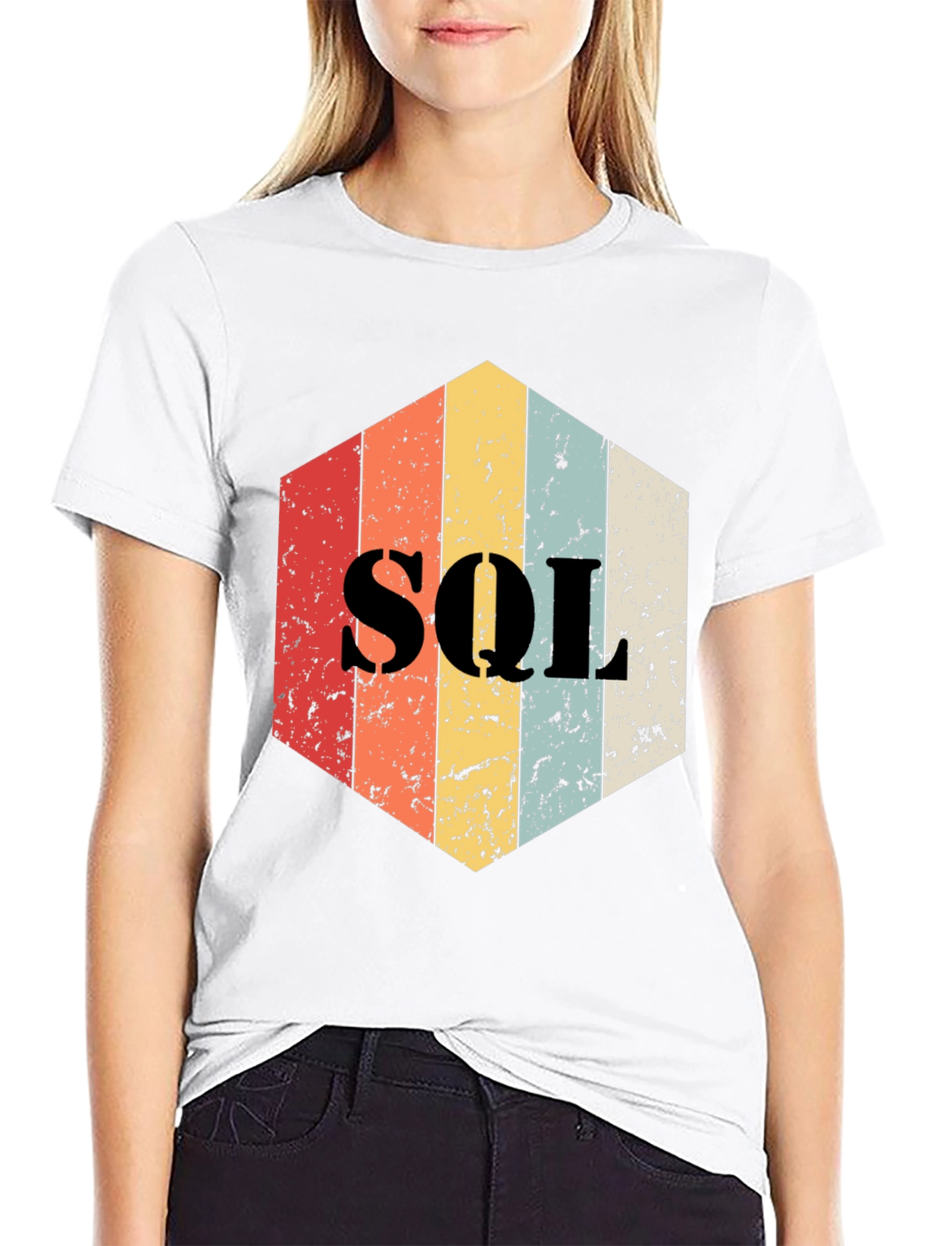 Vintage SQL Hexagon T-Shirt - Programmer Gift