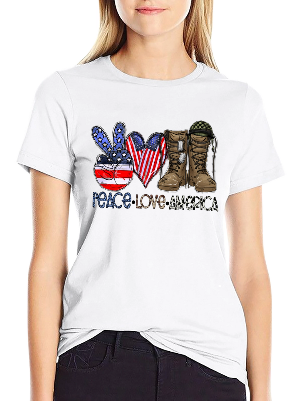 Peace Love America Patriotic T-Shirt