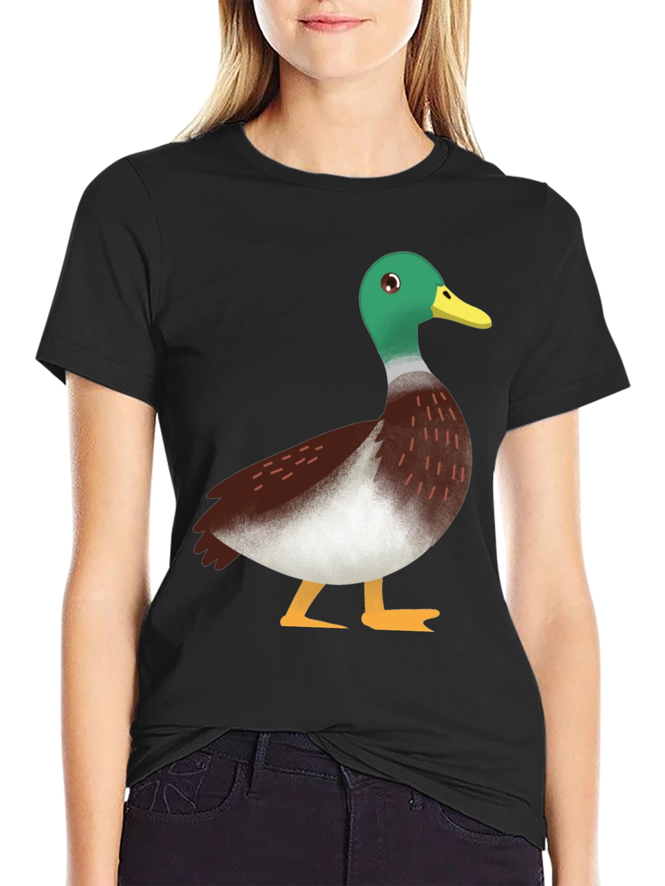 Duck Graphic Tee - Black Cotton Casual