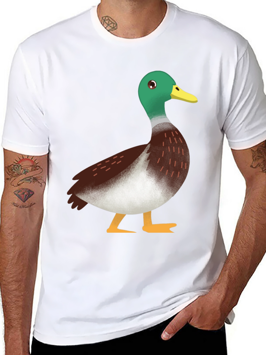 Duck Graphic Tee - Black Cotton Casual