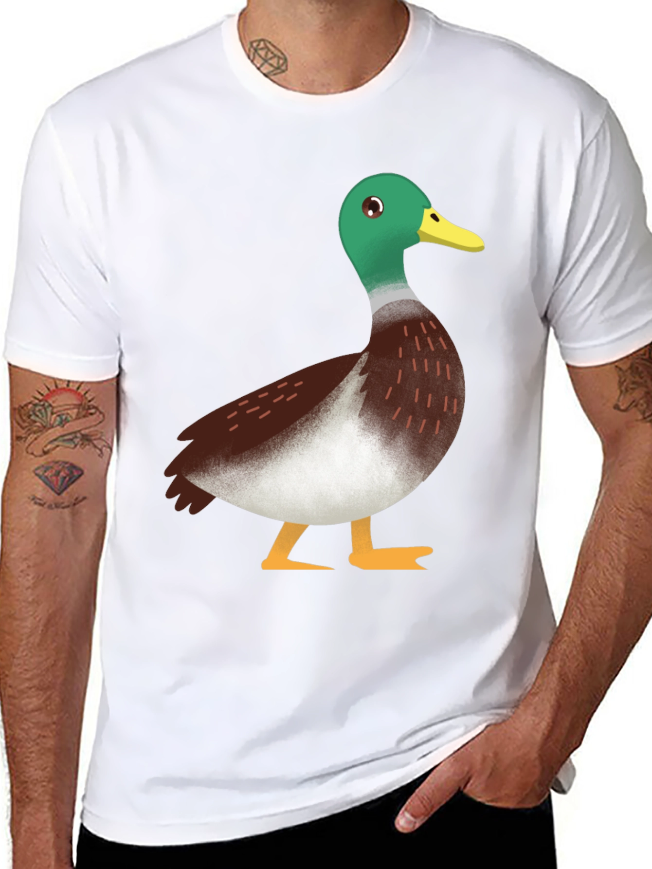 Duck Graphic Tee - Black Cotton Casual
