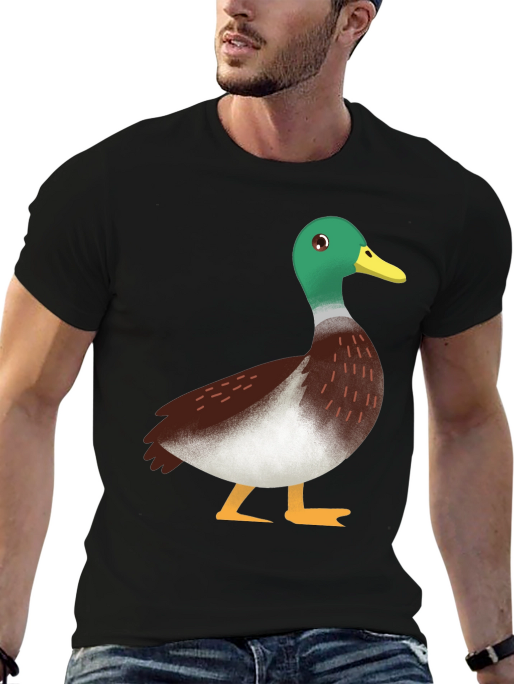 Duck Graphic Tee - Black Cotton Casual
