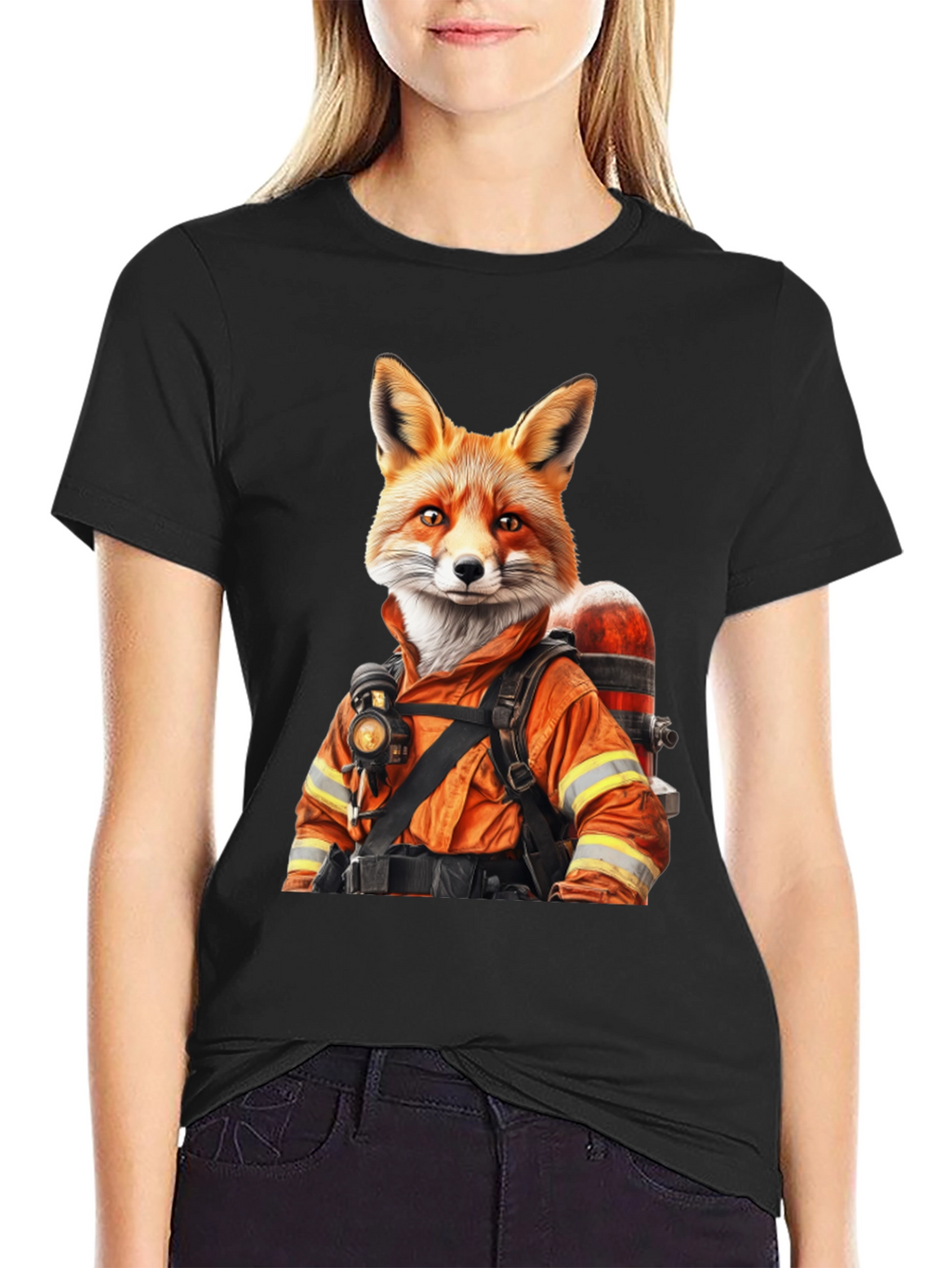 Firefighter Fox Graphic T-Shirt - Cool Animal Design