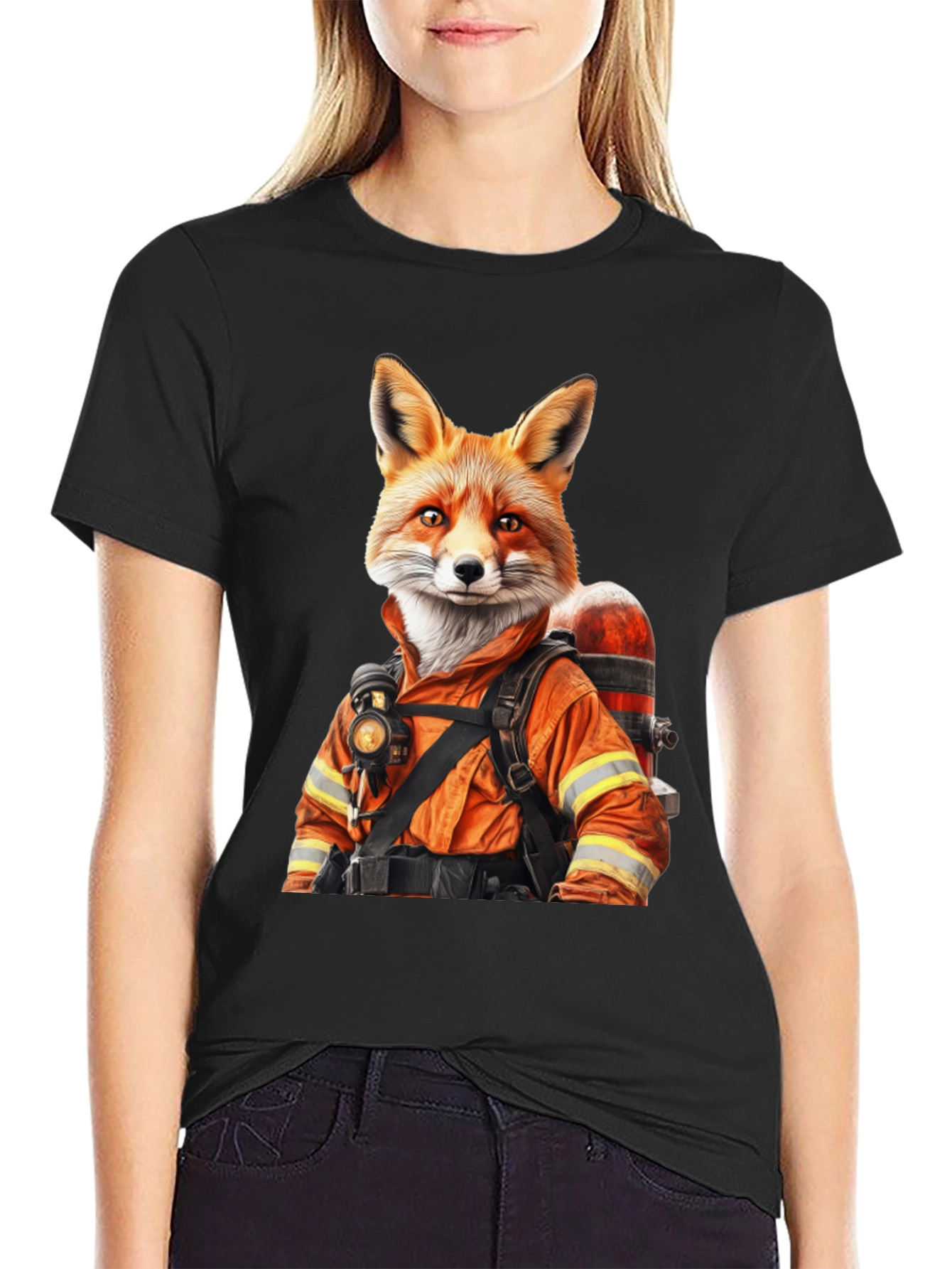 Firefighter Fox Graphic T-Shirt - Cool Animal Design