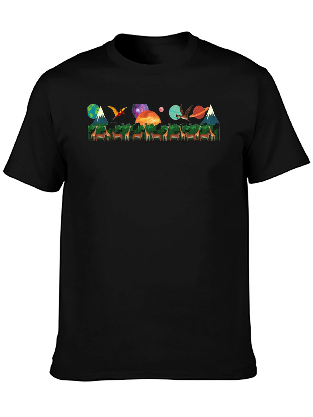 Nature & Space T-Shirt - Giraffe Earth Planets