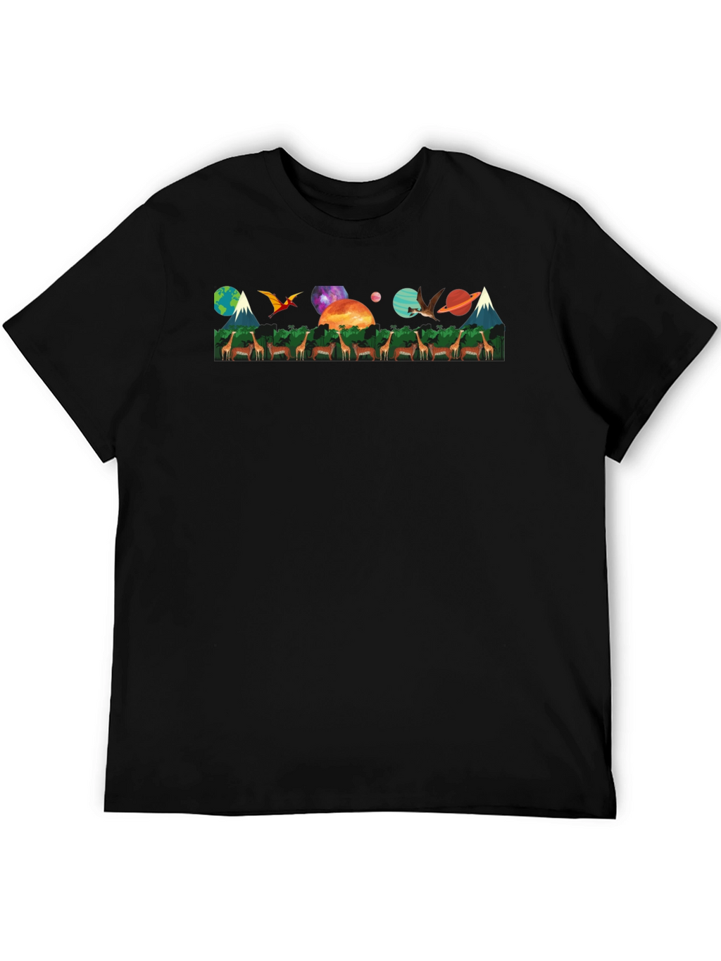Nature & Space T-Shirt - Giraffe Earth Planets