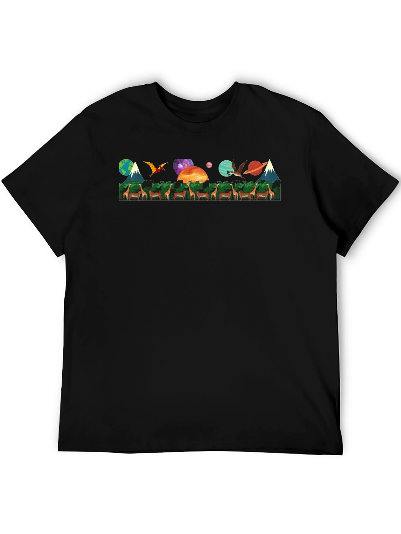 Nature & Space T-Shirt - Giraffe Earth Planets
