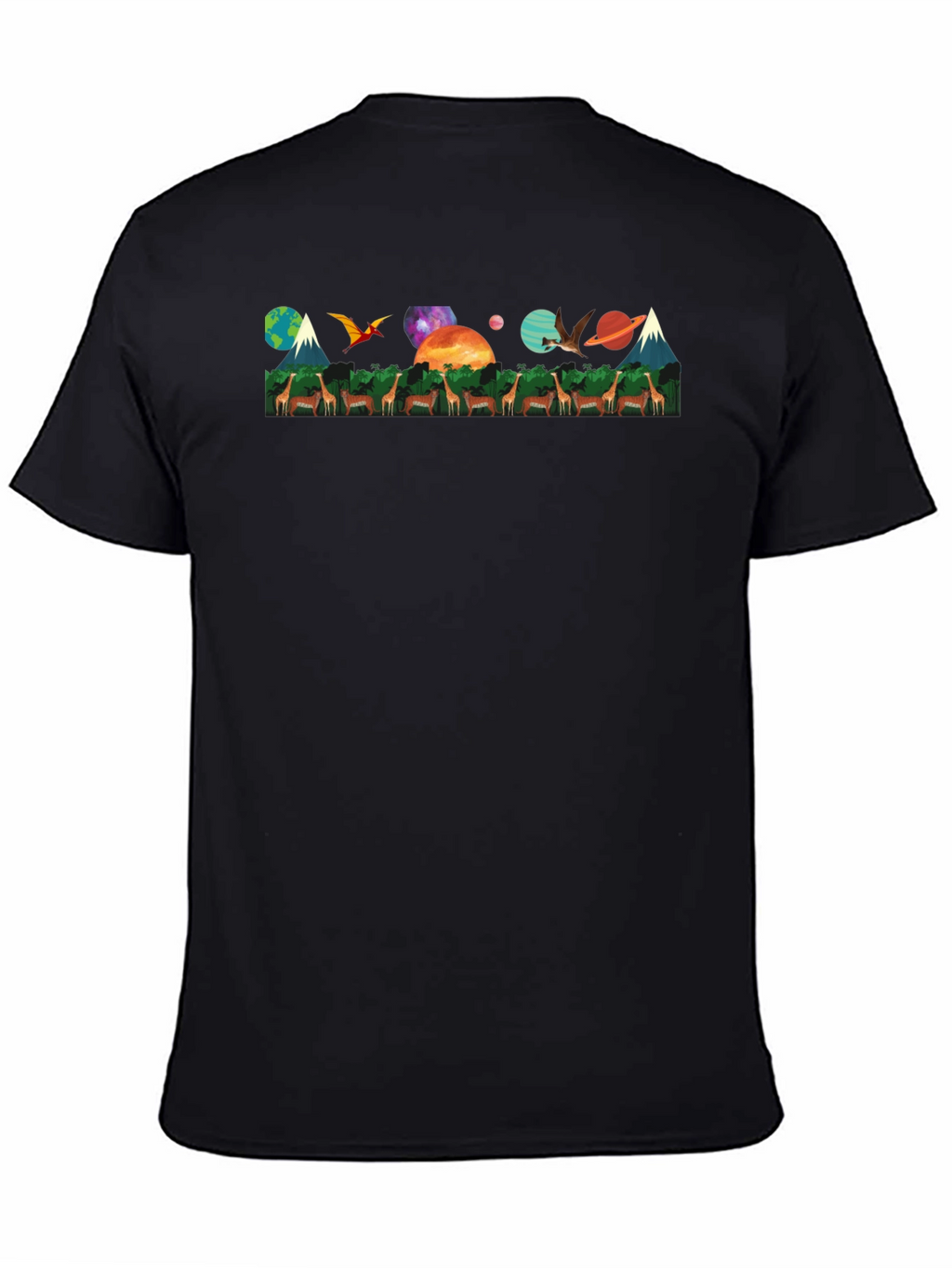 Nature & Space T-Shirt - Giraffe Earth Planets