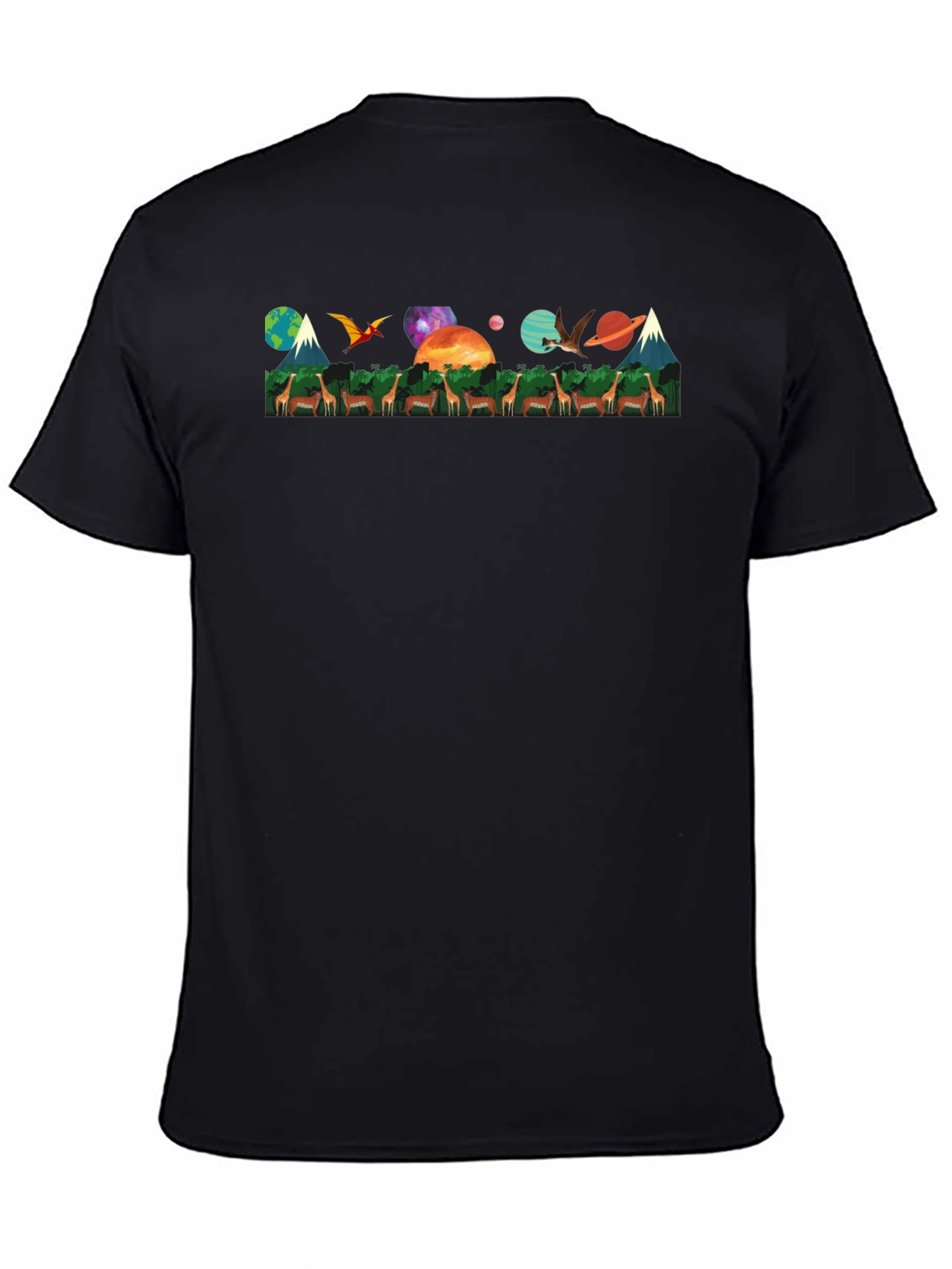 Nature & Space T-Shirt - Giraffe Earth Planets