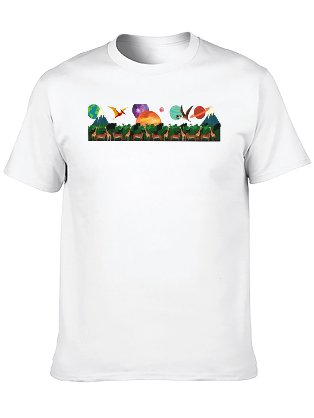 Nature & Space T-Shirt - Giraffe Earth Planets