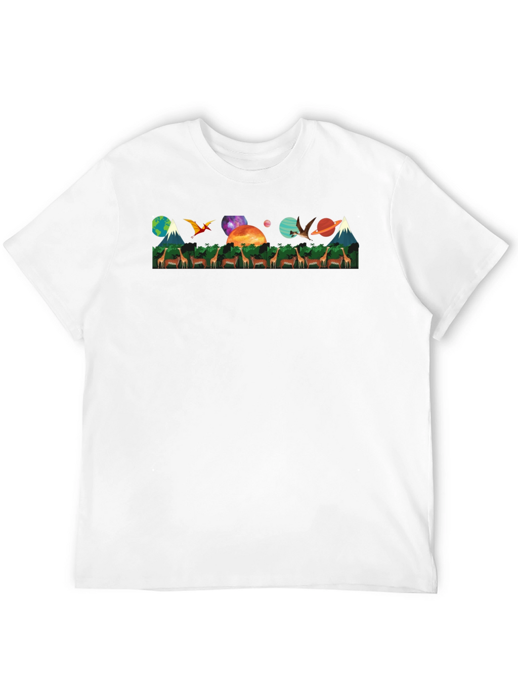 Nature & Space T-Shirt - Giraffe Earth Planets