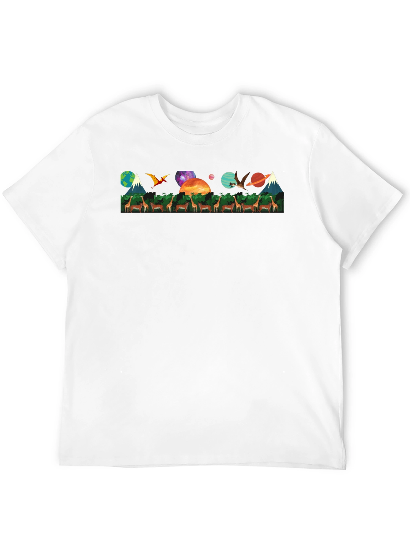 Nature & Space T-Shirt - Giraffe Earth Planets