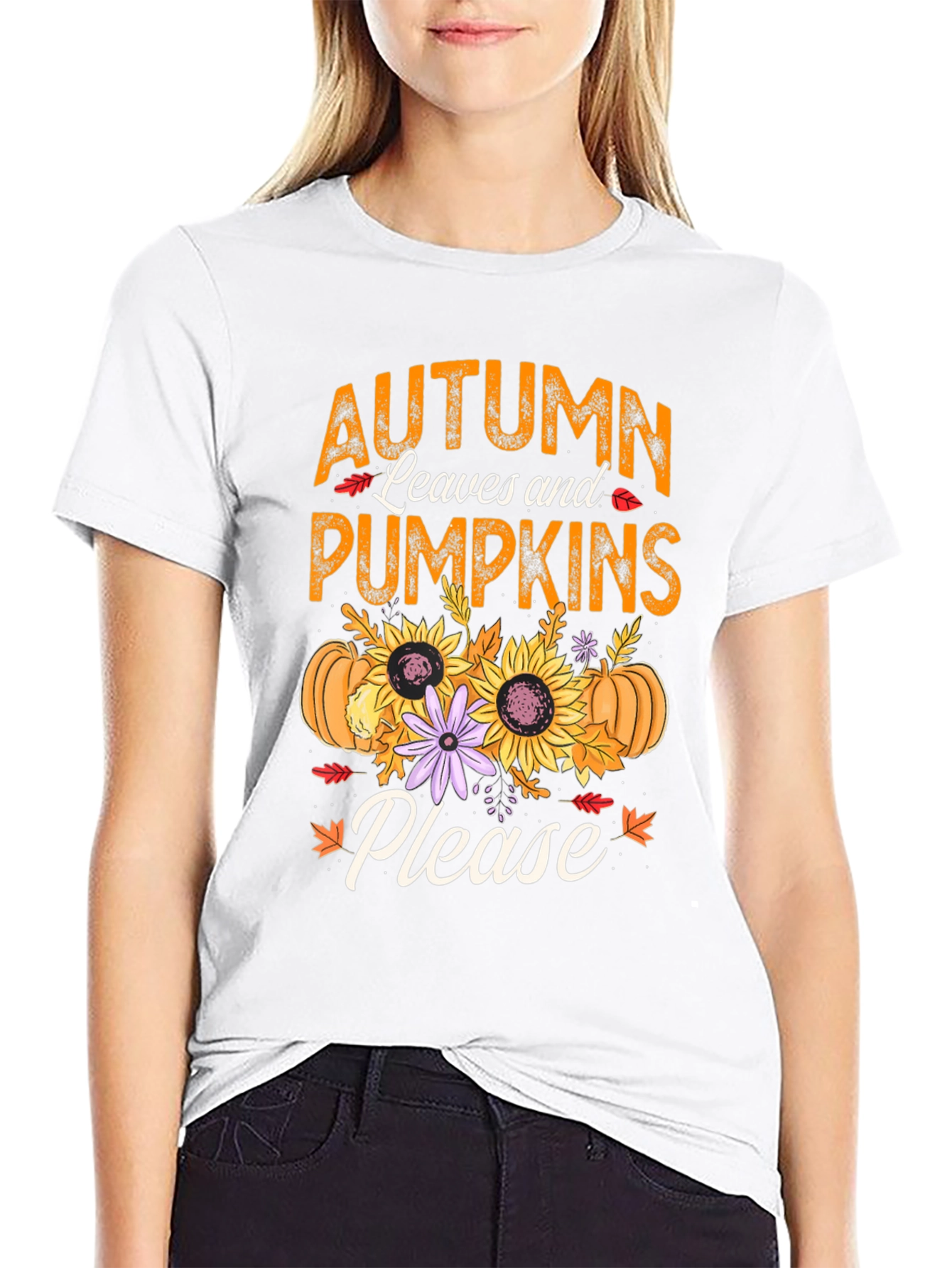 Autumn Leaves & Pumpkins Please T-Shirt