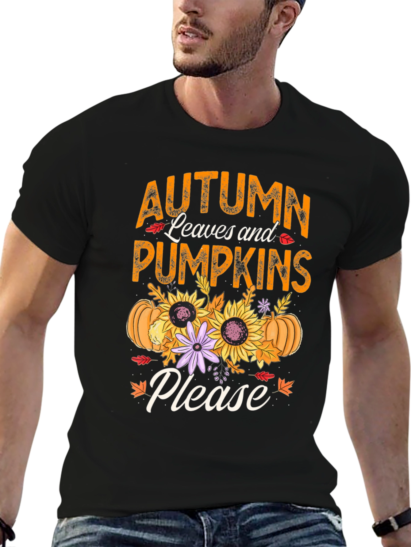Autumn Leaves & Pumpkins Please T-Shirt