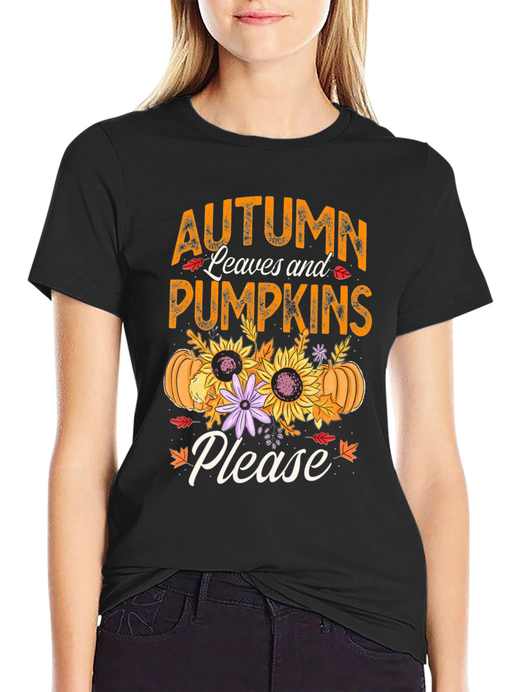 Autumn Leaves & Pumpkins Please T-Shirt