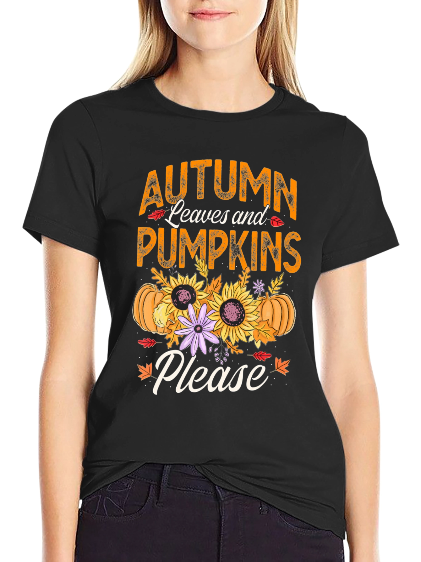 Autumn Leaves & Pumpkins Please T-Shirt