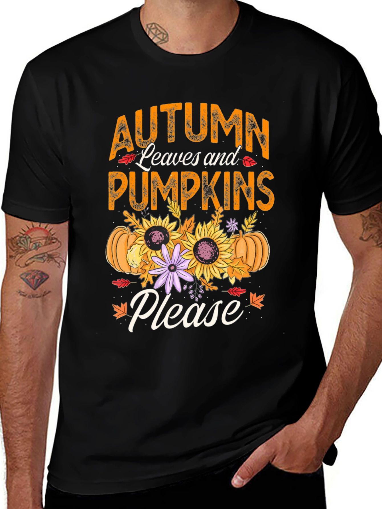 Autumn Leaves & Pumpkins Please T-Shirt