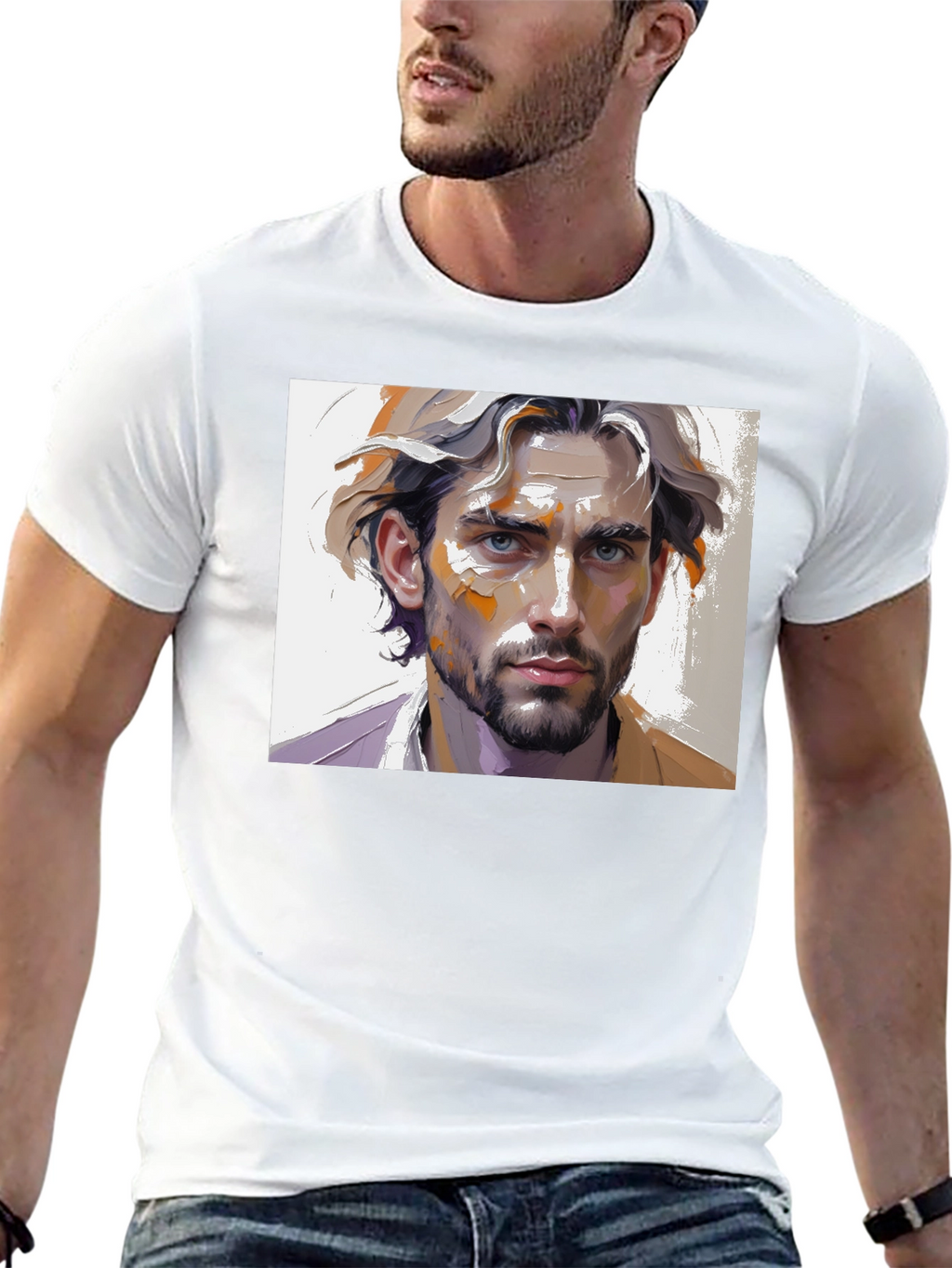 Artistic Mans Portrait Black T-Shirt