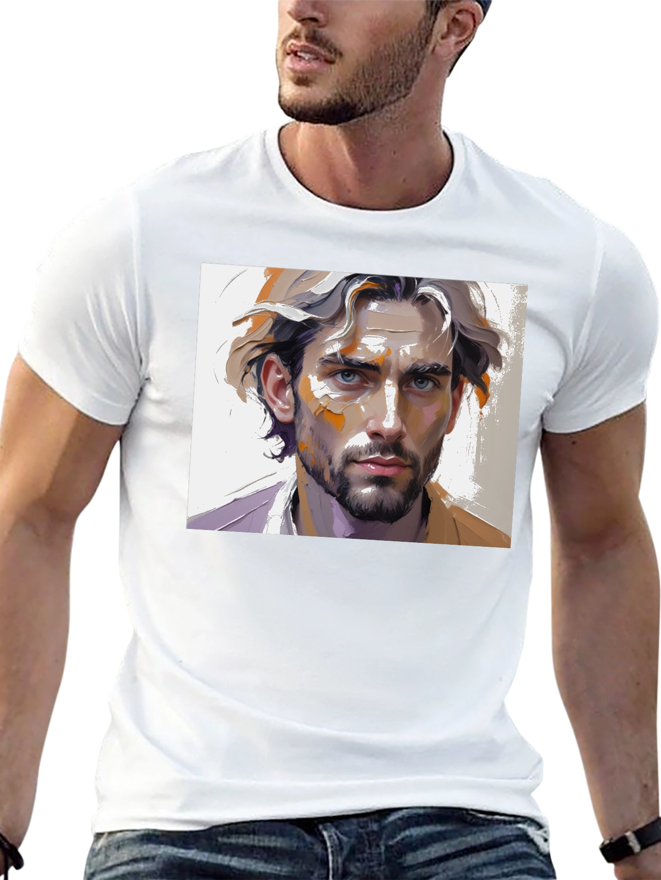 Artistic Mans Portrait Black T-Shirt