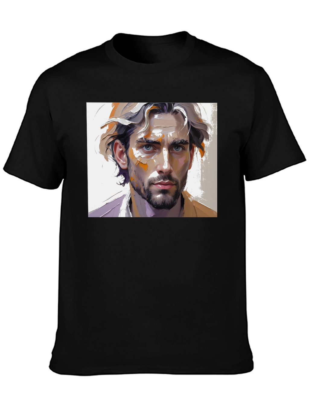 Artistic Mans Portrait Black T-Shirt