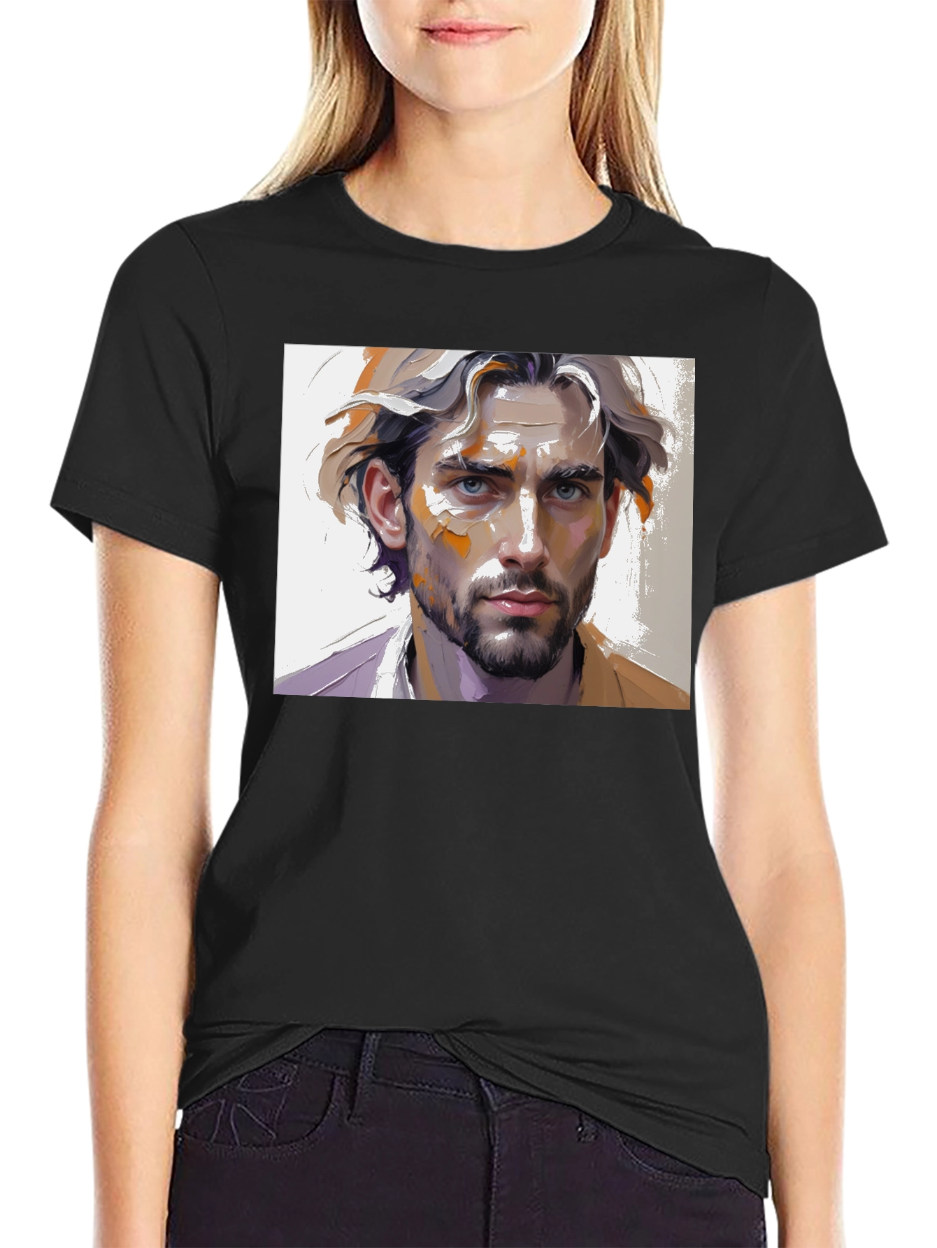 Artistic Mans Portrait Black T-Shirt