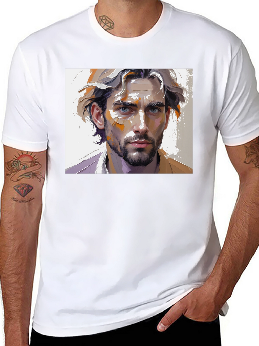 Artistic Mans Portrait Black T-Shirt