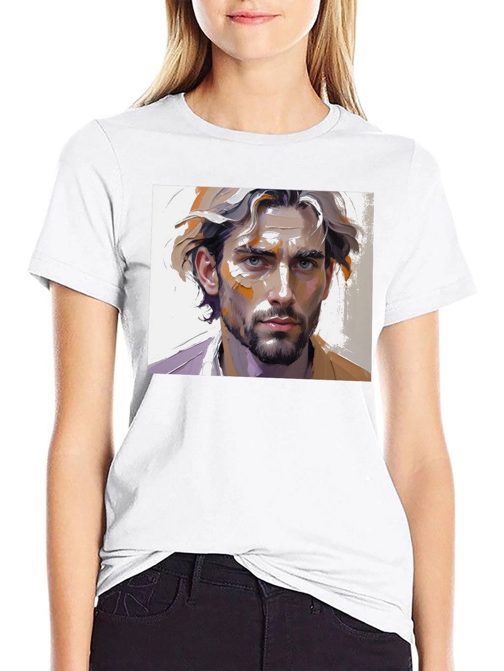 Artistic Mans Portrait Black T-Shirt