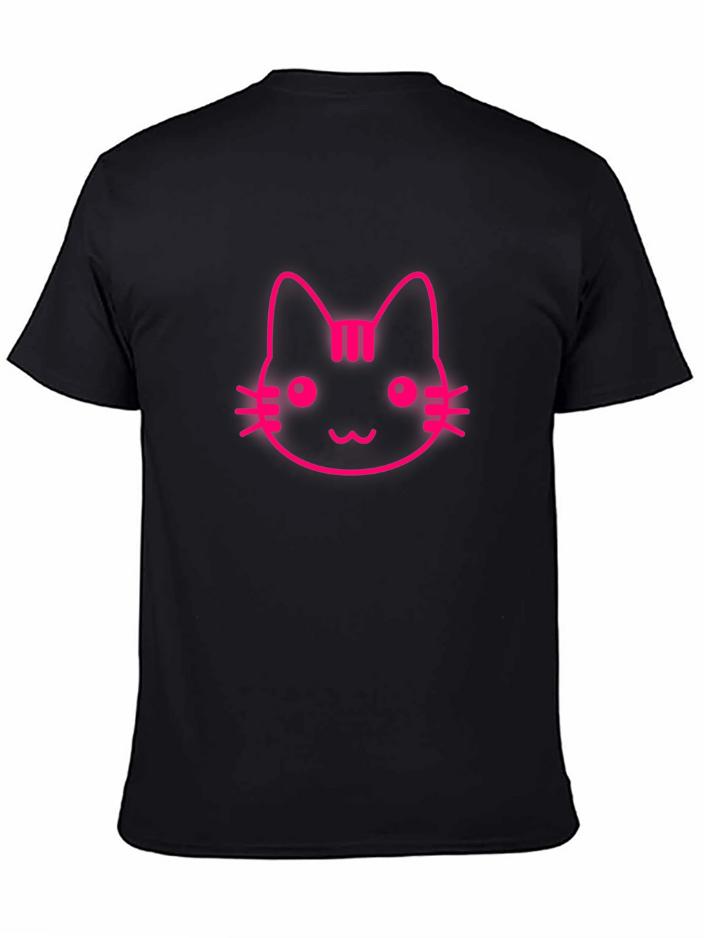 Pink Cat Graphic Black T-Shirt