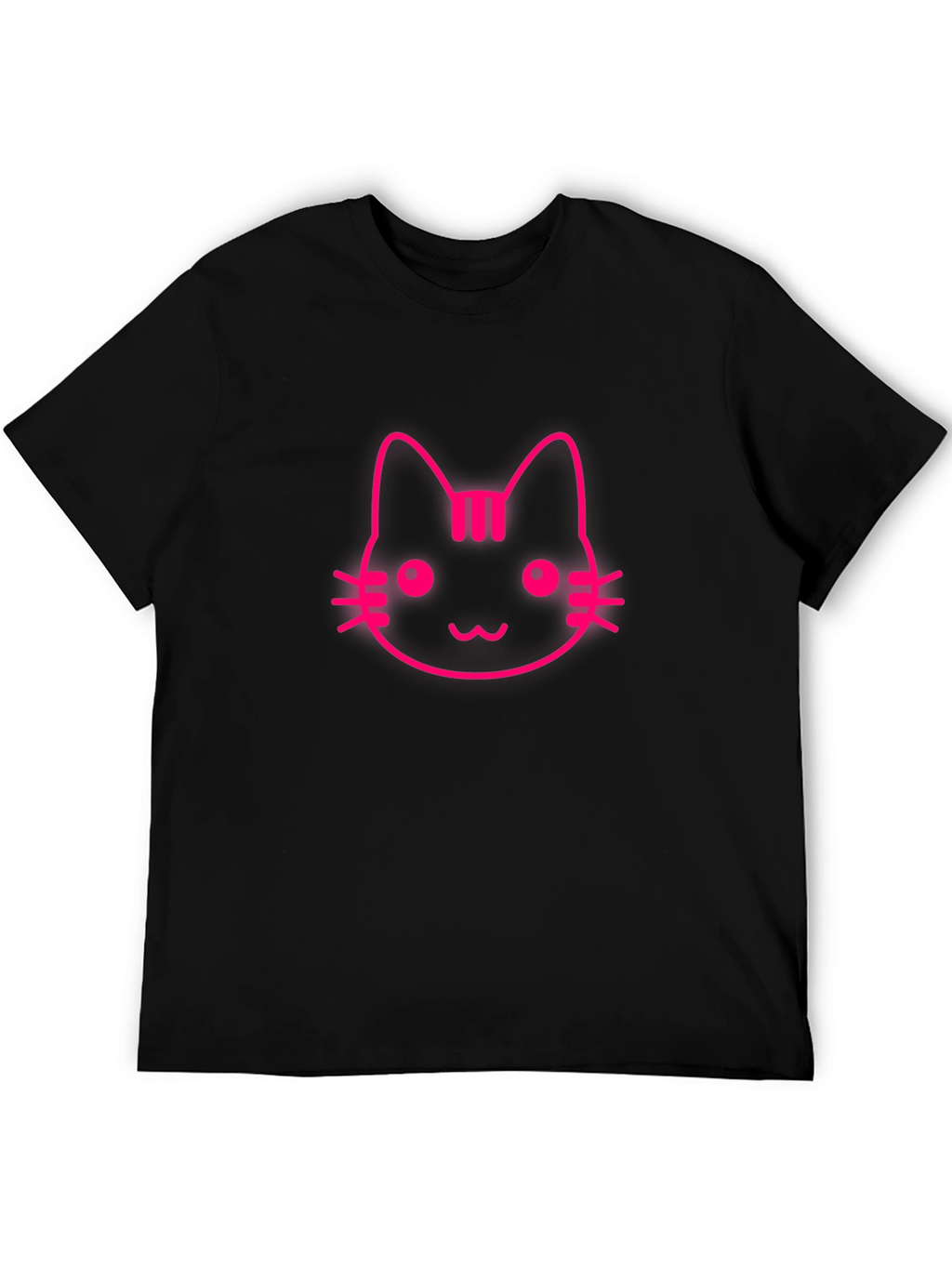 Pink Cat Graphic Black T-Shirt