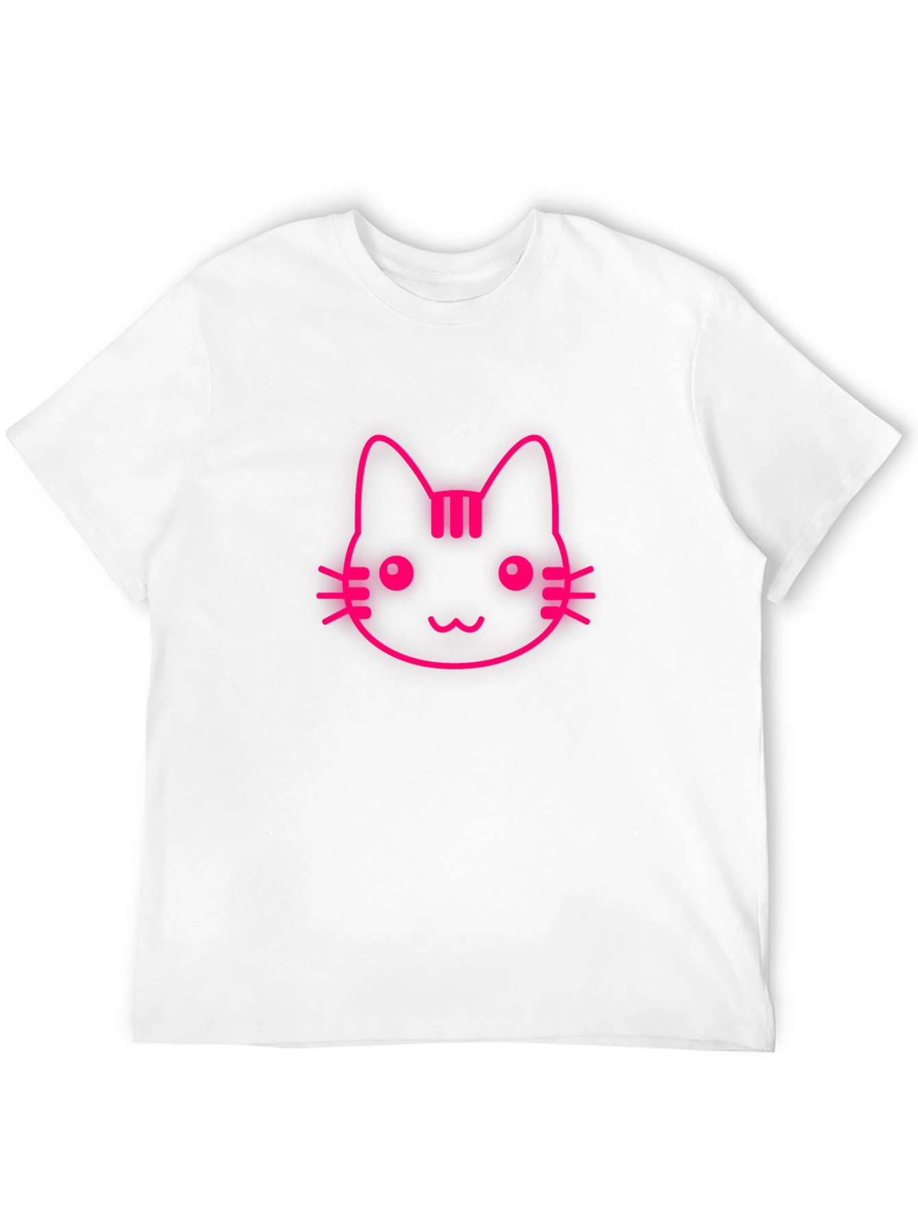Pink Cat Graphic Black T-Shirt