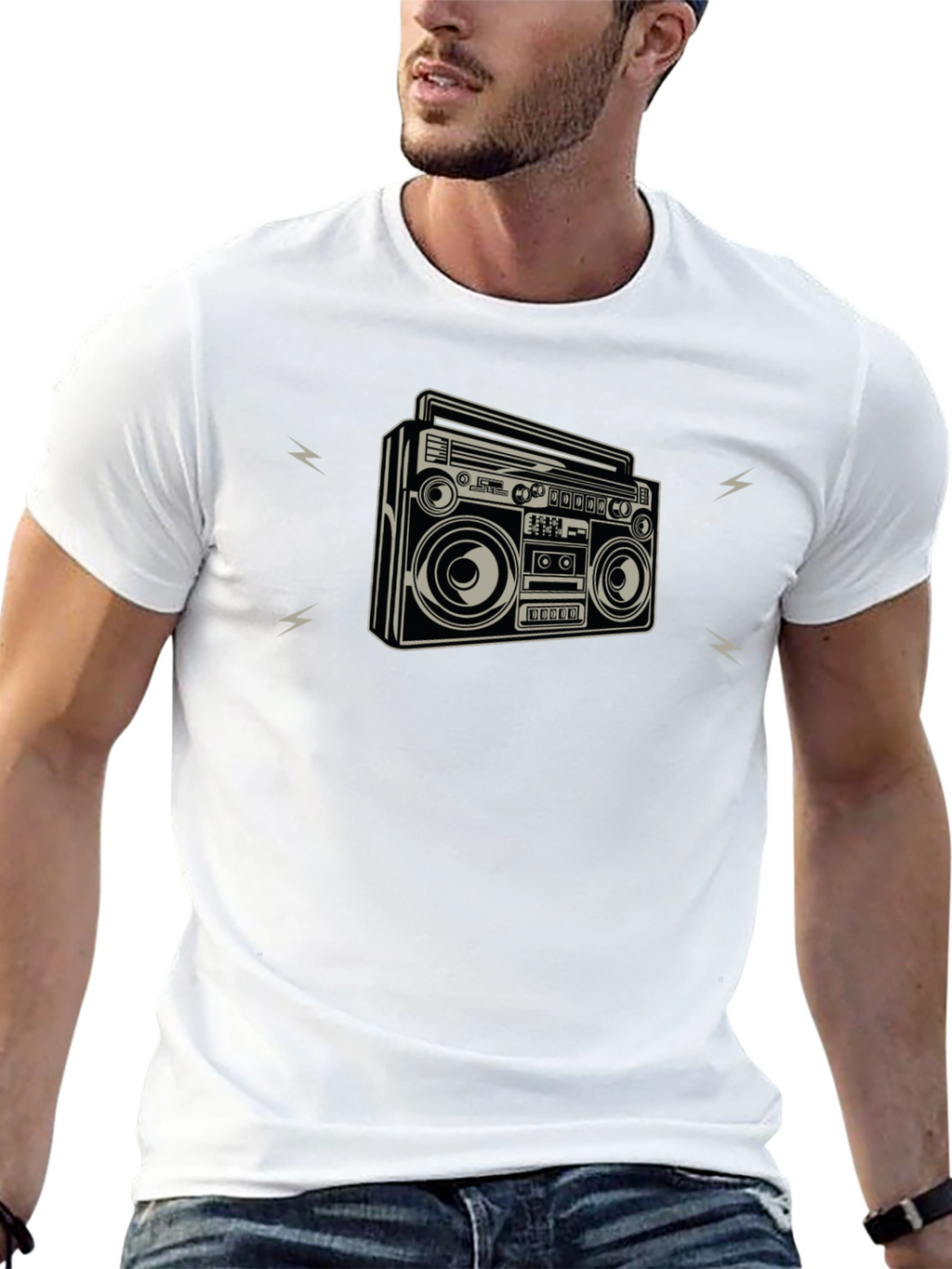 Retro Boombox Graphic Tee - Classic Style