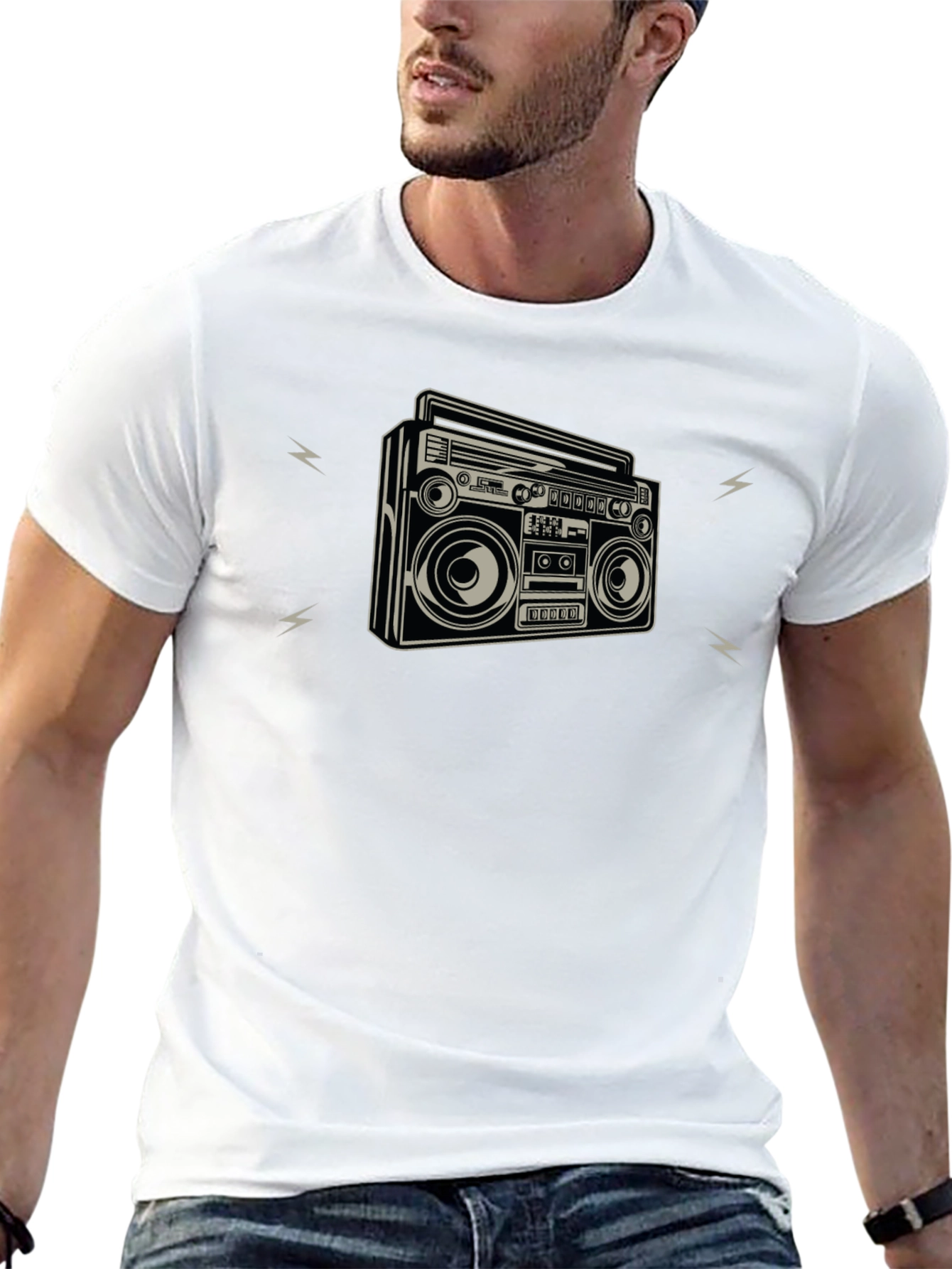 Retro Boombox Graphic Tee - Classic Style