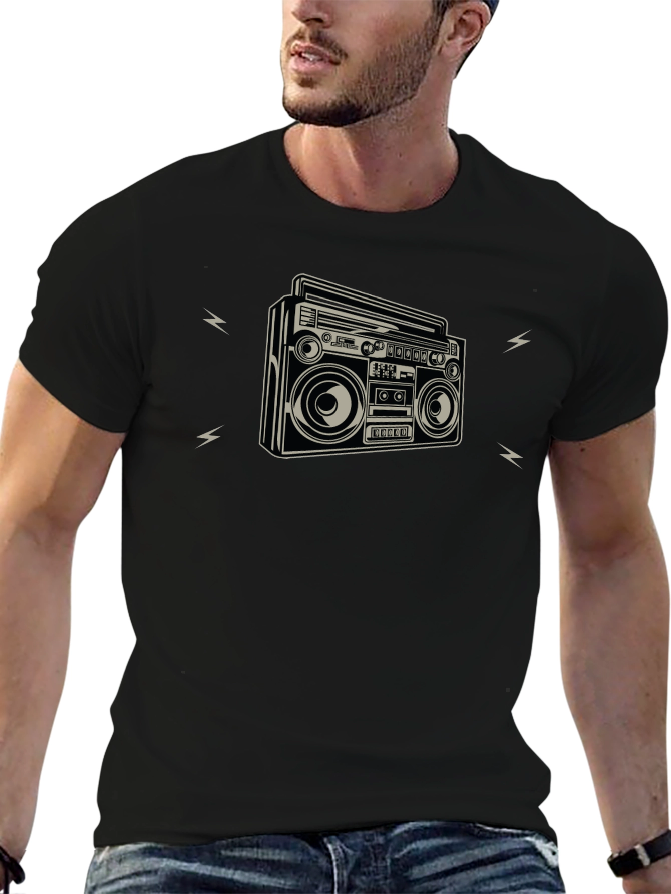 Retro Boombox Graphic Tee - Classic Style