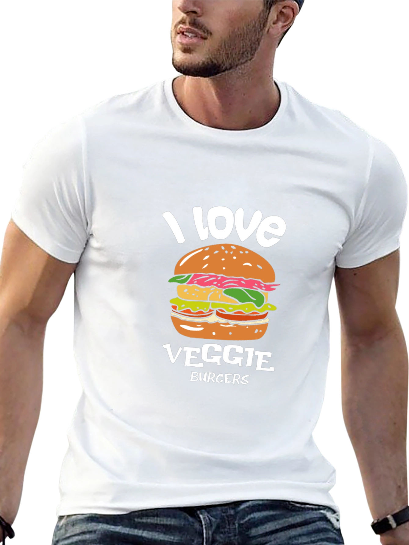 I Love Veggie Burgers T-Shirt - Vegan Friendly Design