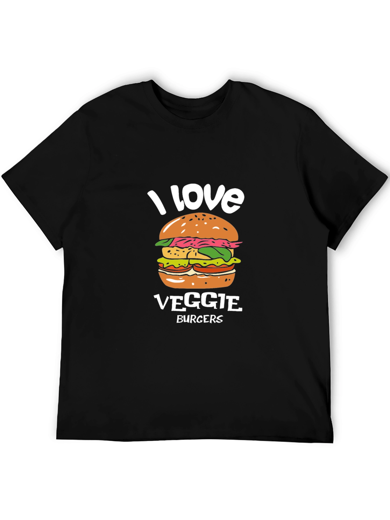 I Love Veggie Burgers T-Shirt - Vegan Friendly Design