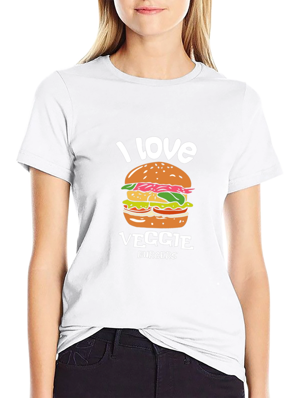 I Love Veggie Burgers T-Shirt - Vegan Friendly Design