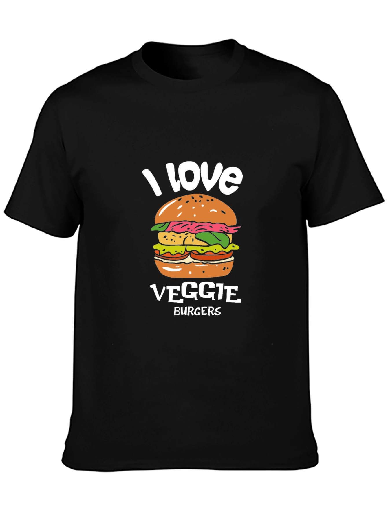 I Love Veggie Burgers T-Shirt - Vegan Friendly Design