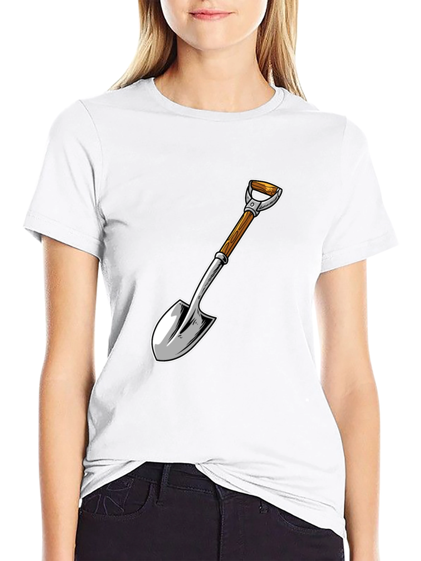 Shovel Graphic T-Shirt - Black Cotton Blend